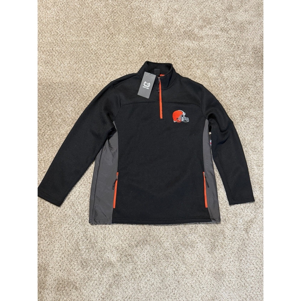 NFL Ultra Games Cleveland Browns Quarter Zip Mens Large Black Orange Football